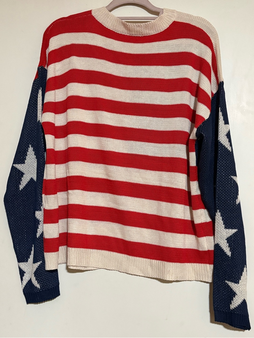 Patriotic Stars & StripesLight Weight Knit Sweater - Red, White, Blue - Picture 2 of 3